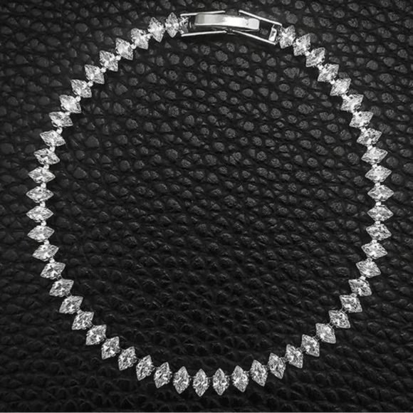 Jewelry - NEW ‘7’ OVAL SQUARE CUT 925 STERLING SILVER DIAMOND BRACELET